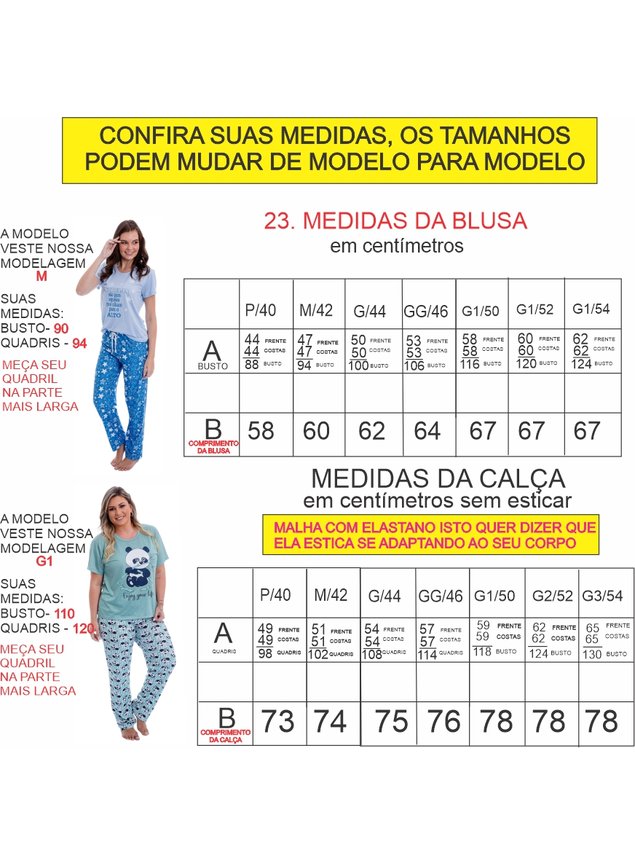 tabela roupas femininas tamanho pp