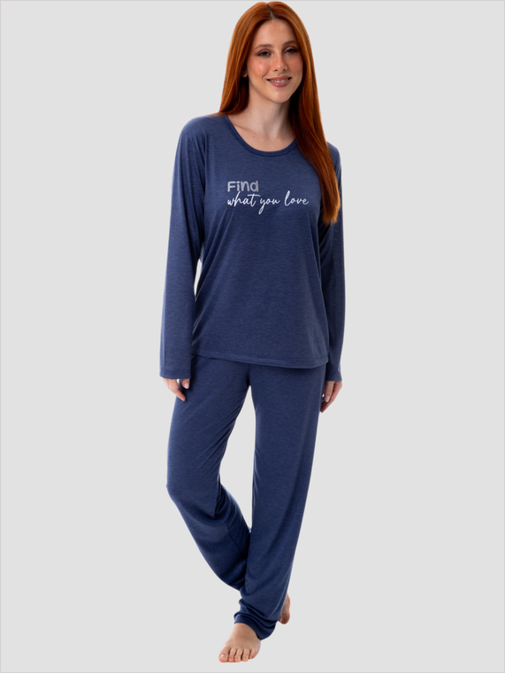 Pijama Feminino Lua Chic Find Love Azul