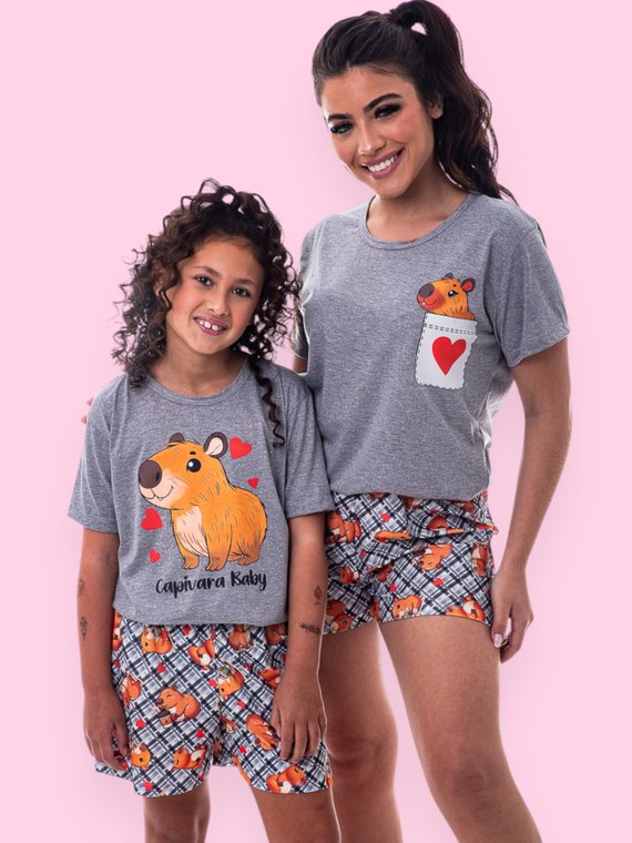 Pijama Lua Chic Infantil Mescla Capivara Baby